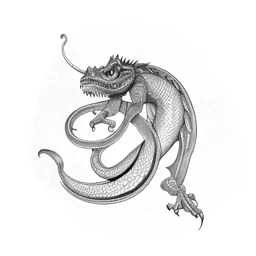 full body basilisk tattoo design idea