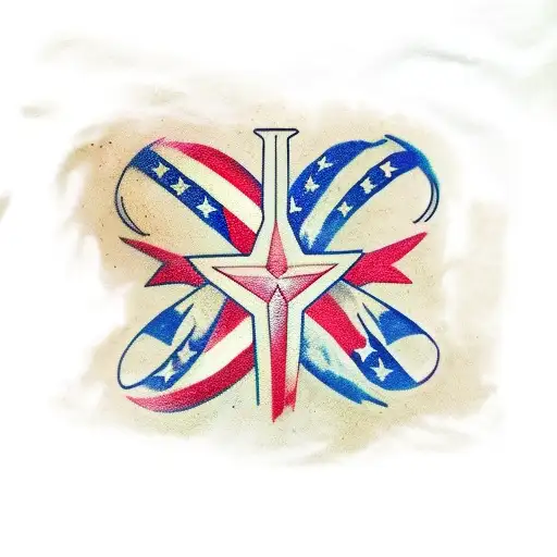 half puertorican flag half american flag edges ripped tattoo design idea
