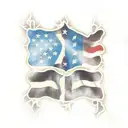 half puertorican flag half american flag  tattoo design idea