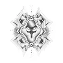 techno tattoo for your back with a gothic look tattoo design idea