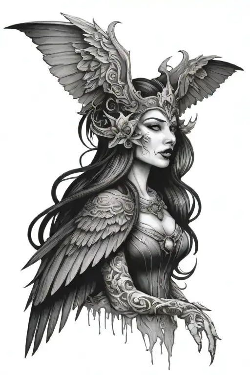 the morrigan phan tom queen  tattoo design idea