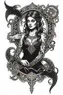 the morrigan Irish goddess dark tattoo design idea