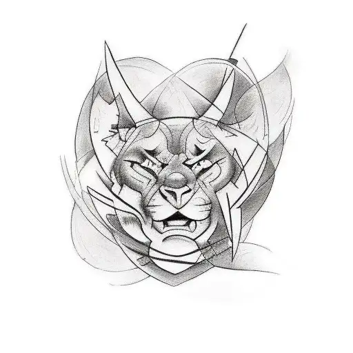 Tattoo Concept: I'd like a tattoo that features a split design, with half of the tattoo showcasing the iconic face of th tattoo design idea