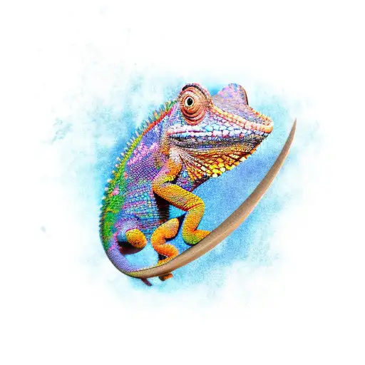 chameleon with hops tattoo design idea