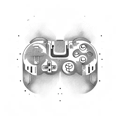 A video game controller intertwined with a violin tattoo design idea