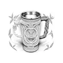 A beer mug with hop vines shaped like Egyptian hieroglyphs tattoo design idea