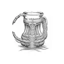 A beer mug with hop vines shaped like Egyptian hieroglyphs tattoo design idea