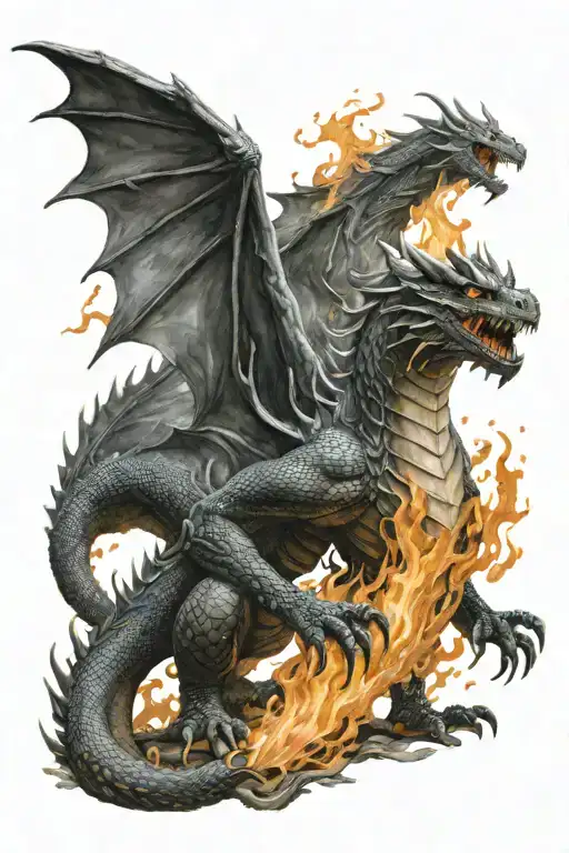 a fireman puts out a dragon's flames tattoo design idea