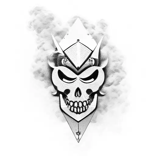Gangster, Venetian masks, Guns, Texture of clouds tattoo design idea