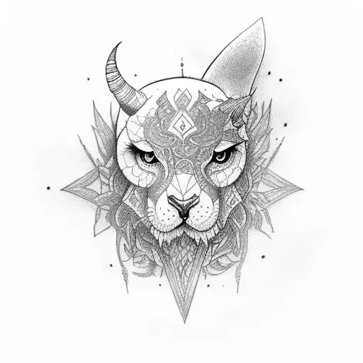 Luna llena con una hada y un toro  tattoo design idea