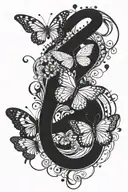 infinity symbol around a butterfly and a caterpillar tattoo design idea