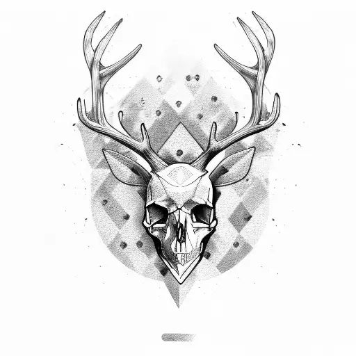 Deer antlers with skull tattoo design idea