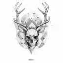 Deer antlers with skull tattoo design idea