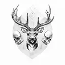 Deer antlers with skull tattoo design idea