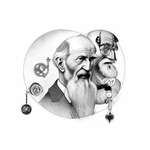 The work of Sigmund Freud and Carl Jung in one picture combined with text tattoo design idea
