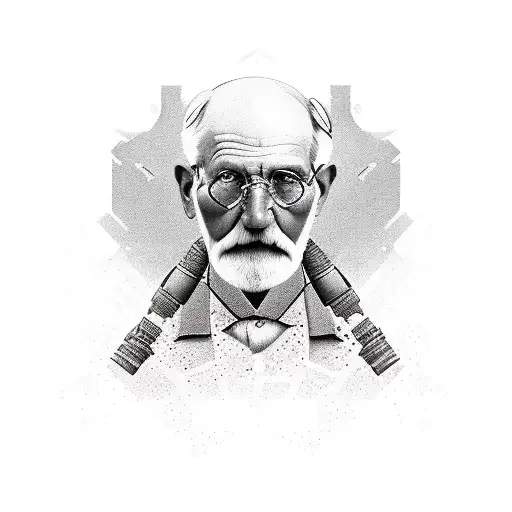 The work of Sigmund Freud and Carl Jung allied but faceless tattoo design idea