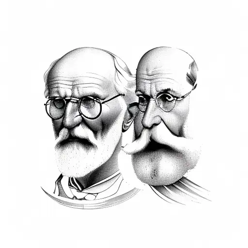 Carl Jung And Sigmund Freud Perspective  tattoo design idea