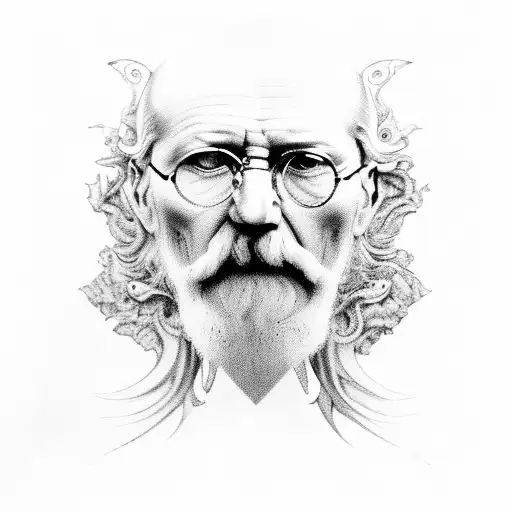 The work of Sigmund Freud and Carl Jung allied but faceless tattoo design idea