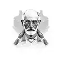 The work of Sigmund Freud and Carl Jung allied but faceless tattoo design idea