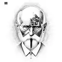 The work of Sigmund Freud and Carl Jung allied but faceless tattoo design idea