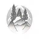 mountain background with a jeep and germand shorthaired pointer in the foreground  tattoo design idea