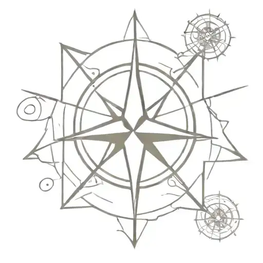 compass rose intertwined with and anchor  tattoo design idea
