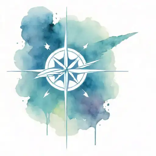 compass rose intertwined with Star Wars spaceship flying tattoo design idea
