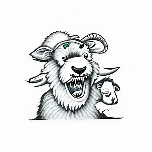 Sam Sheepdog strangles Ralph Wolf While the Tasmanian Devil steals all the sheep tattoo design idea