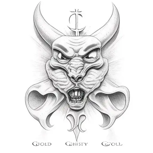 Christianity good vs evil tattoo design idea