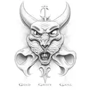 Christianity good vs evil tattoo design idea