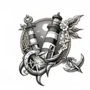anchor and lighthouse  tattoo design idea