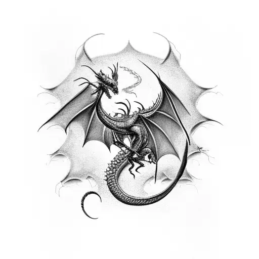 Dragon with cyborg scales and a biomechanical q background starting at the shin ending at upper thigh  tattoo design idea