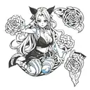 nude Daki from the anime Demon Slayer Blade tattoo design idea