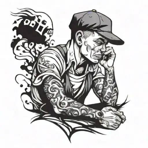 sad man overthinker  tattoo design idea