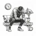 sad man overthinker creative and sick tattoo design idea