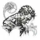 sad man overthinker creative and sick tattoo design idea