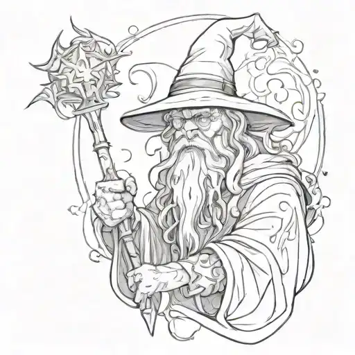 wizard, dark fantasy, graffiti tattoo design idea