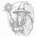 wizard, dark fantasy, graffiti tattoo design idea