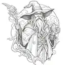 wizard, dark fantasy, graffiti tattoo design idea