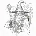 wizard, dark fantasy, graffiti tattoo design idea