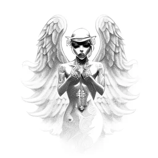 A gangster angel with tattoos tattoo design idea
