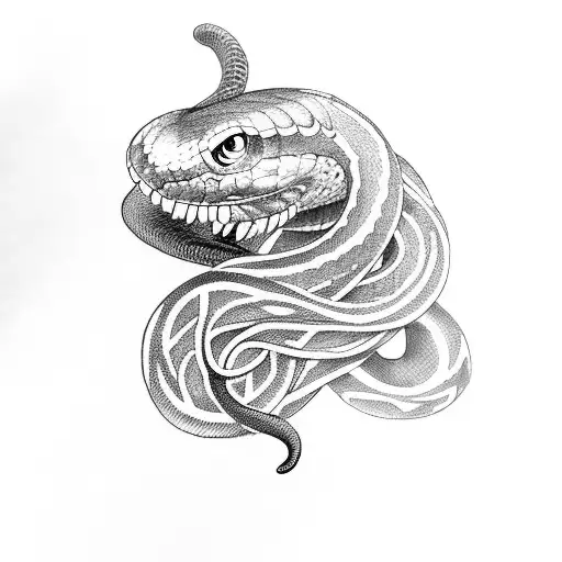 snake and raven tattoo design idea