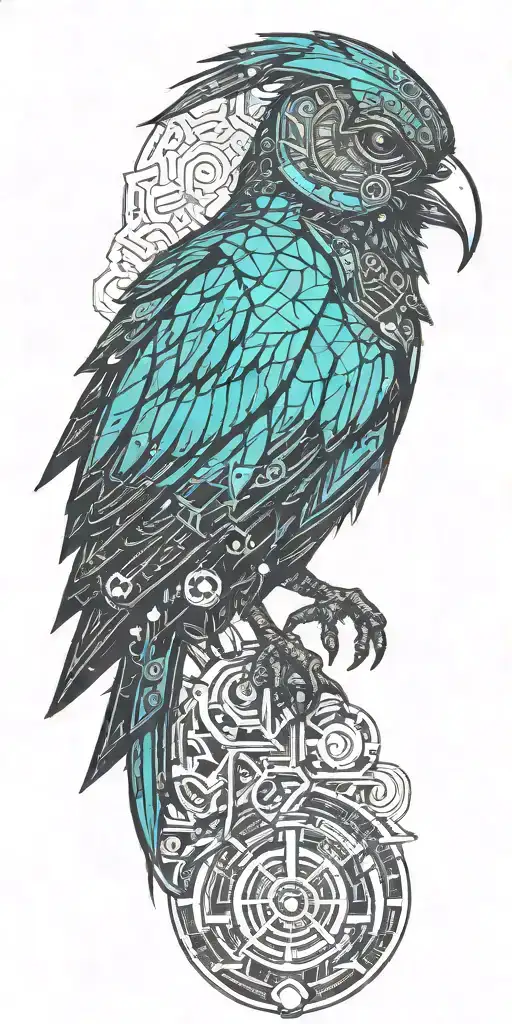 blade runner bird with full tree inside tattoo design idea