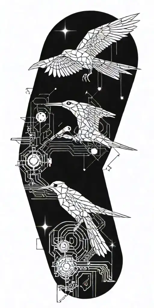 Blade Runner Bird Turning Into Geometrical Tree Tattoo Idea tattoo design idea