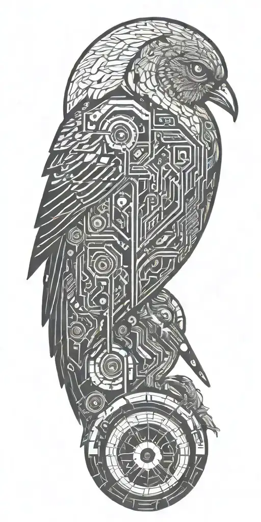 blade runner bird turning into geometrical tree  tattoo design idea
