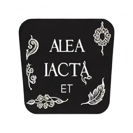 Roman Latin words that say, "alea iacta est" tattoo design idea
