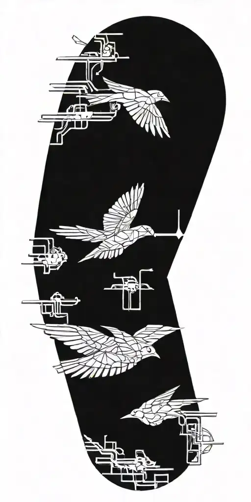 Blade Runner Bird Turning Into Geometrical Tree Tattoo Idea tattoo design idea