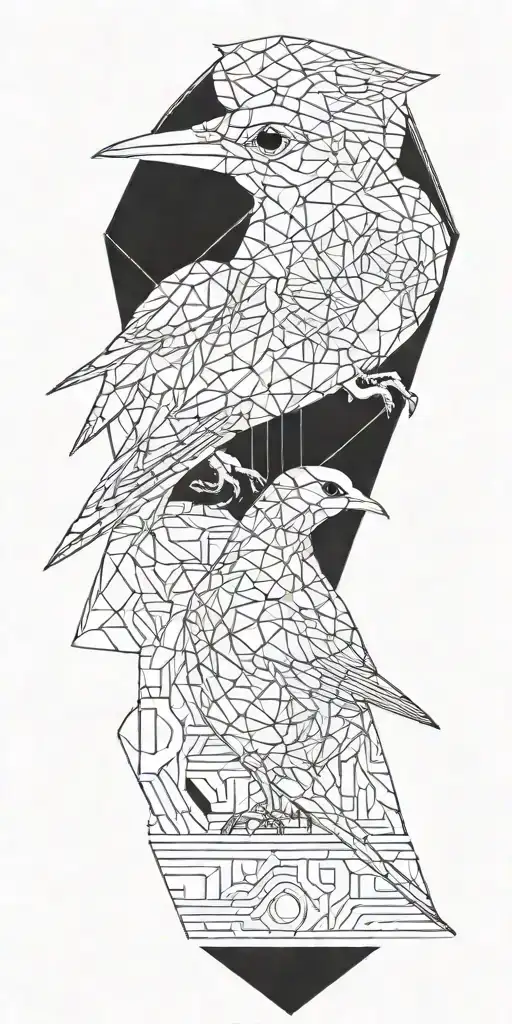 Blade Runner Bird Turning Into Geometrical Tree Tattoo Idea tattoo design idea
