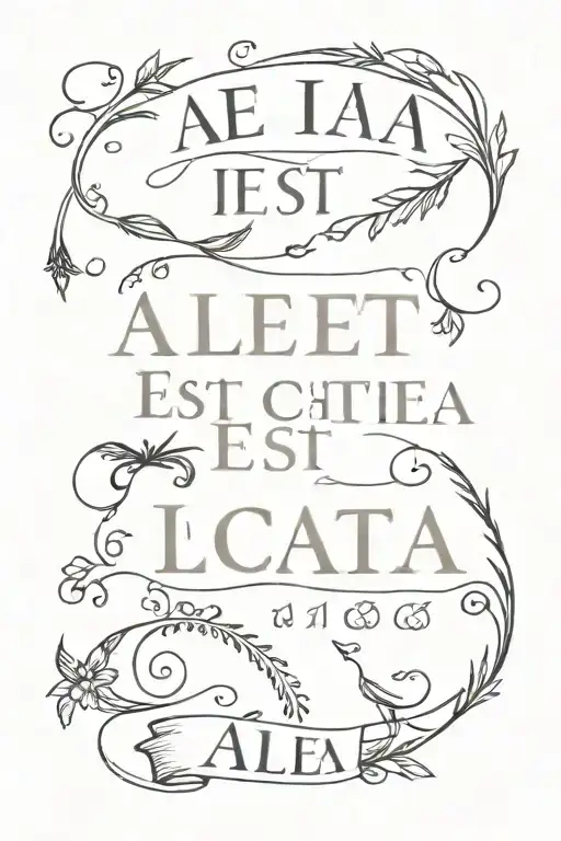 roman latin words "Alea Iactea Est" tattoo design idea