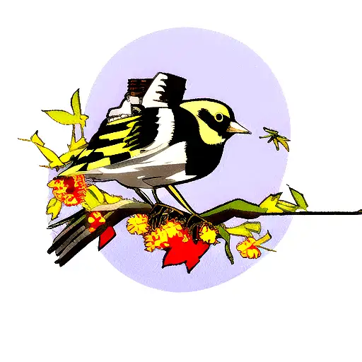 goldfinch, cyberpunk tattoo design idea